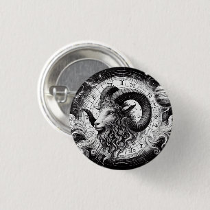 Badge Rond 2,50 Cm Capricorn Zodiac Sign Astrology Horoscope Art