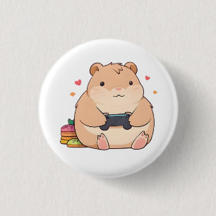 Badge Rond 2,50 Cm Capybara Joueur Mignon Design Kawaii