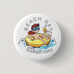 Badge Rond 2,50 Cm Caractère de dessin de jour de plage sur anneau go