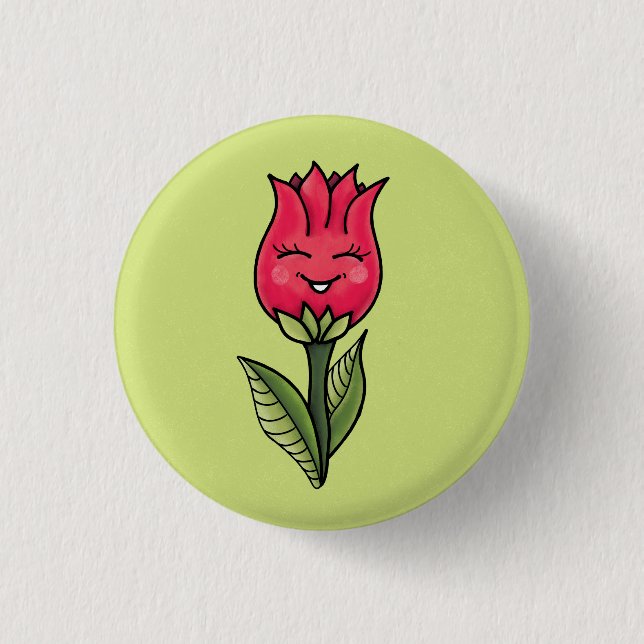 Badge Rond 2,50 Cm Caractère Fleur mignonne Fille (Devant)