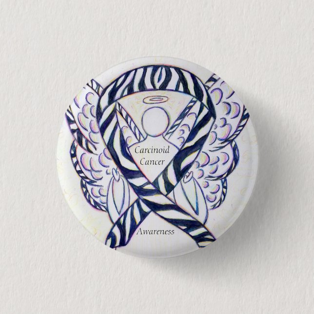 Badge Rond 2,50 Cm Carcinoïde Cancer Sensibilisation Ruban Angle Épin (Devant)