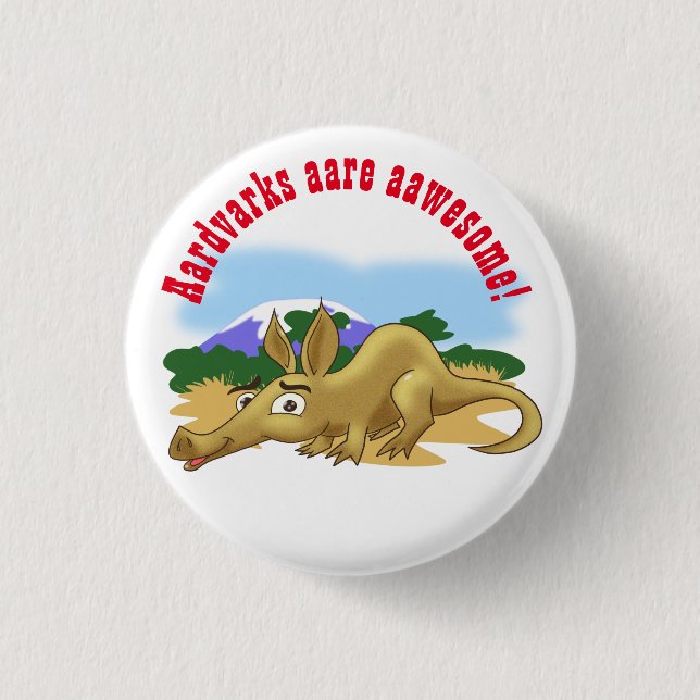 Badge Rond 2,50 Cm Caricature Aardvark (Devant)