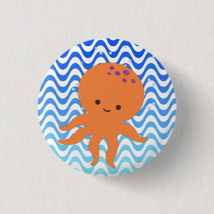 Badge Rond 2,50 Cm Caricature de la pieuvre mignonne