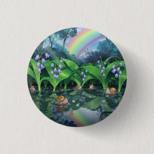 Badge Rond 2,50 Cm Caricature de l'escargot arc-en-ciel