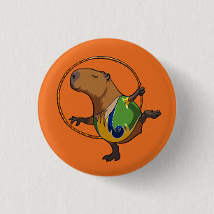 Badge Rond 2,50 Cm Caricature du capybara hythmic Hoop