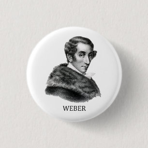 Badge Rond 2,50 Cm Carl Maria von Weber, noir