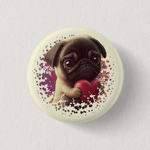 Badge Rond 2,50 Cm Carlin, Animal, nature
