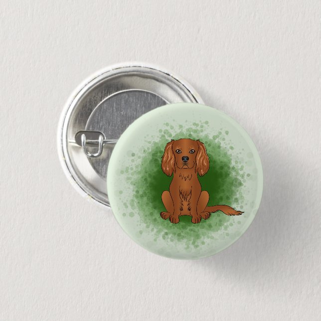 Badge Rond 2,50 Cm Carlin Cavalier King Charles Spaniel Ruby de coule (Devant & derrière)