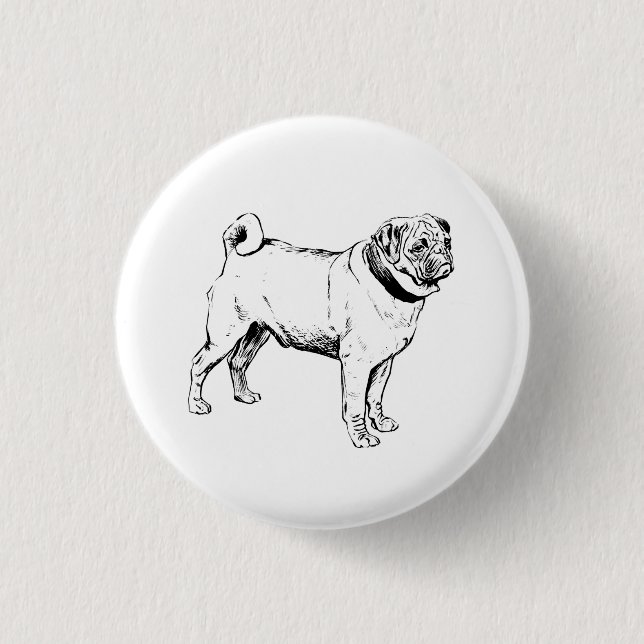 Badge Rond 2,50 Cm Carlin chien pin (Devant)
