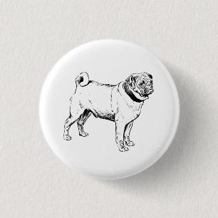 Badge Rond 2,50 Cm Carlin chien pin