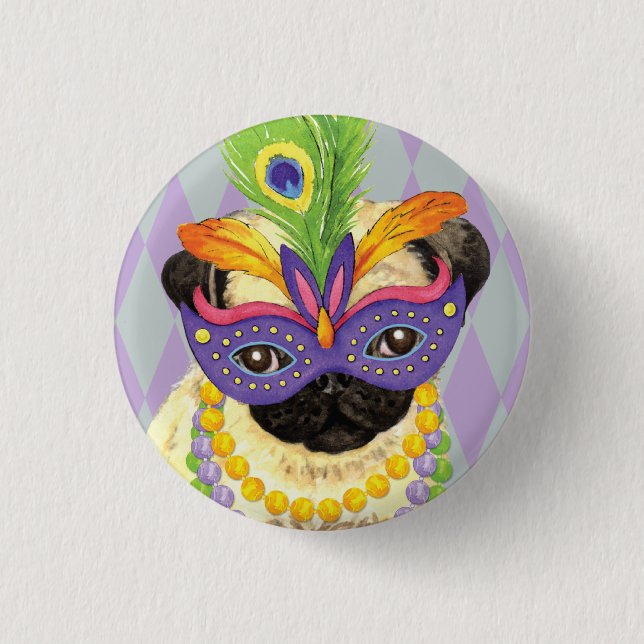 Badge Rond 2,50 Cm Carlin de mardi gras (Devant)
