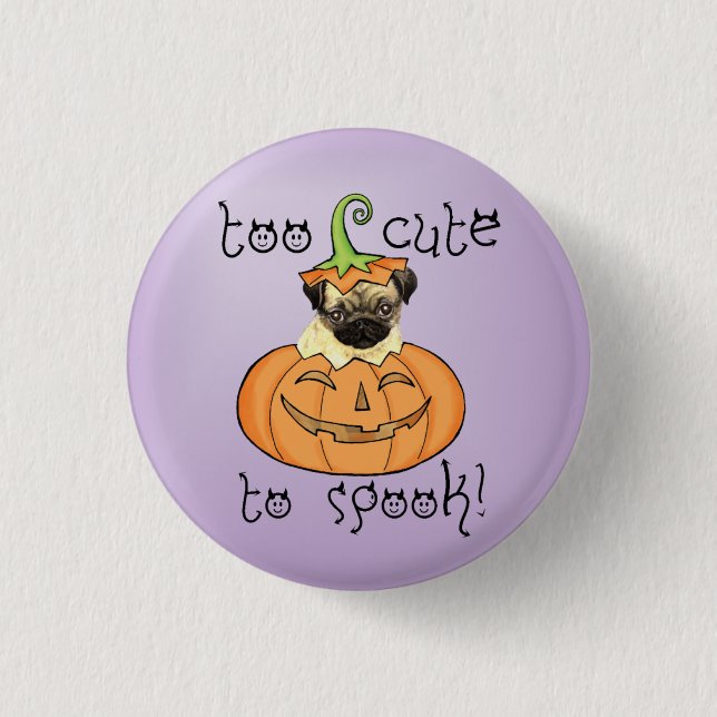 Badge Rond 2,50 Cm Carlin d'Halloween (Devant)