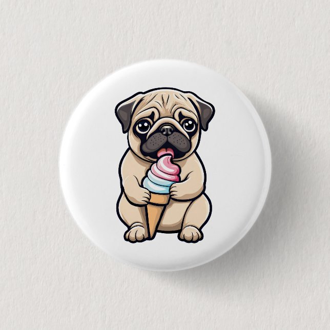Badge Rond 2,50 Cm Carlin lécher glace (Devant)