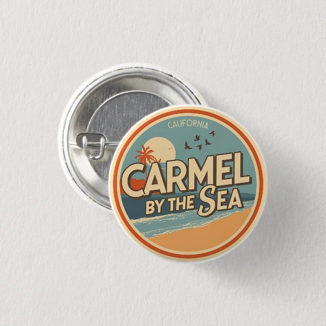 Badge Rond 2,50 Cm Carmel by the sea beach california pacific coast (Devant & derrière)