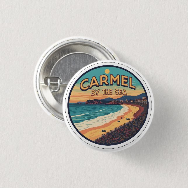 Badge Rond 2,50 Cm Carmel by the sea beach california pacific coast (Devant & derrière)