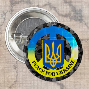 Badge Rond 2,50 Cm Carte Camouflage de la paix pour l'Ukraine et l'Uk