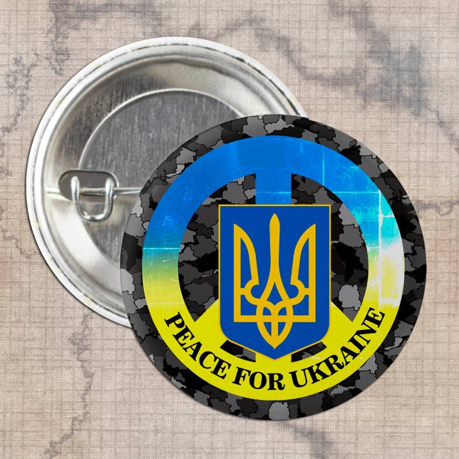 Badge Rond 2,50 Cm Carte Camouflage de la paix pour l'Ukraine et l'Uk (Créateur téléchargé)