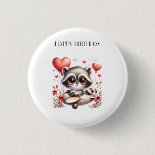 Badge Rond 2,50 Cm Carte d'anniversaire de pilote raton laveur