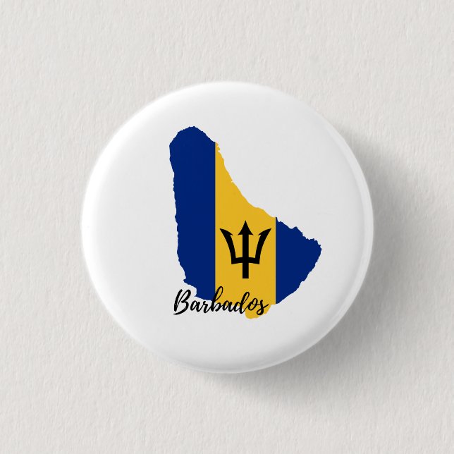 Badge Rond 2,50 Cm Carte du drapeau de la Barbade (Devant)