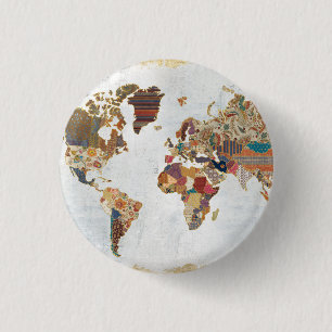 Badge Rond 2,50 Cm Carte du monde de motif