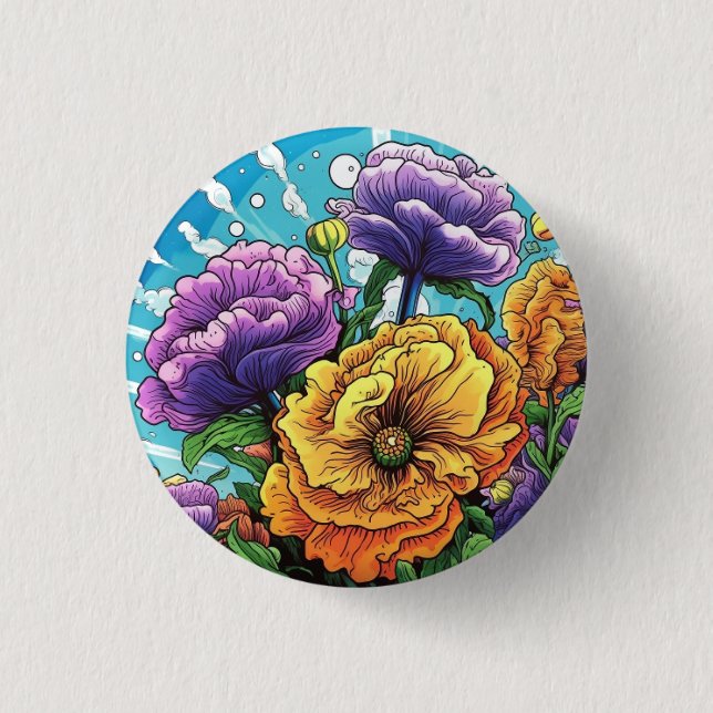 Badge Rond 2,50 Cm Carte fleur en gras  (Devant)