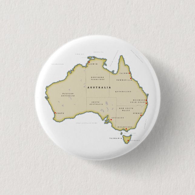 Badge Rond 2,50 Cm Carte illustrée de l'Australie (Devant)