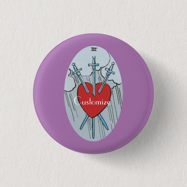 Badge Rond 2,50 Cm Carte Tarot 3 épées Thunder_Cove (Devant)