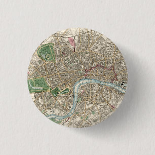 Badge Rond 2,50 Cm Carte vintage de Londres Angleterre (1853)