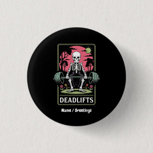 Badge Rond 2,50 Cm Cartes de Tarot Deadlifts Drôle Skeleton Design d'