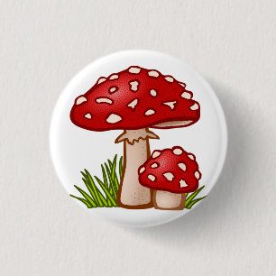 Badge Rond 2,50 Cm Cartographie de champignon rouge