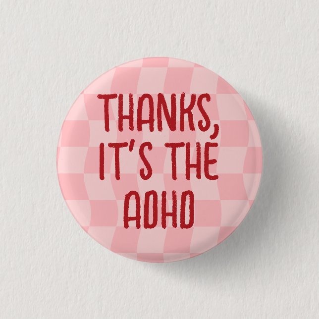 Badge Rond 2,50 Cm Carton de contrôle rose fille mignonne Merci ADHD (Devant)
