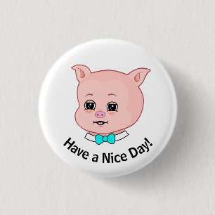 Badge Rond 2,50 Cm Carton de porc mignon