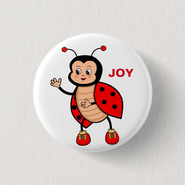 Badge Rond 2,50 Cm Cartoon de Ladybug très heureux (Devant)