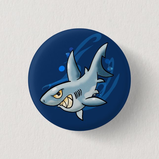 Badge Rond 2,50 Cm Cartoon Grand requin blanc (Devant)