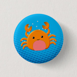 Badge Rond 2,50 Cm Cartoon mignon Crabe bleu océan