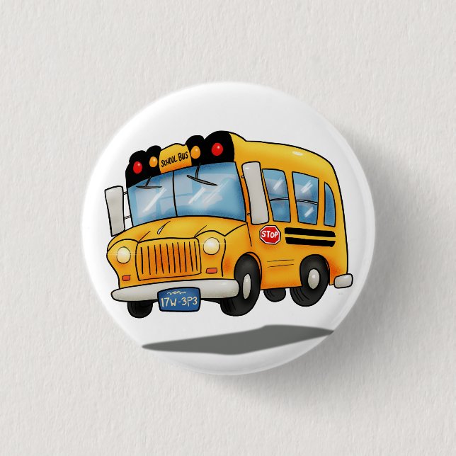 Badge Rond 2,50 Cm Cartoon School Bus (Devant)