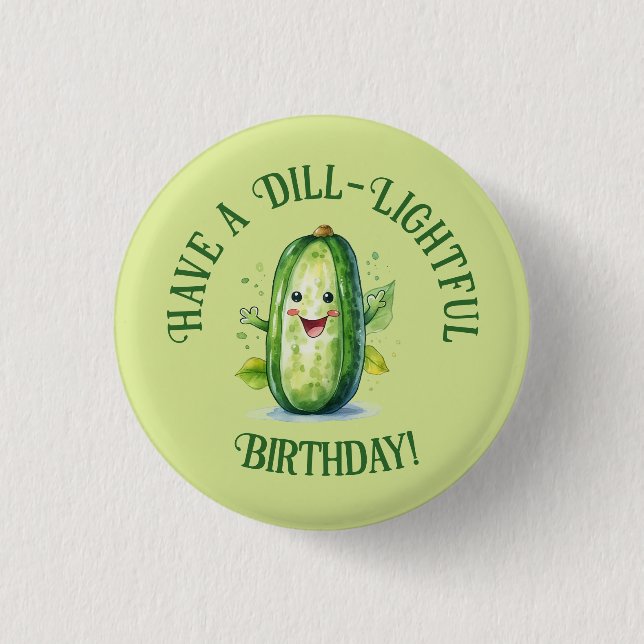 Badge Rond 2,50 Cm Cartoon vert mignon Picket Anniversaire (Devant)