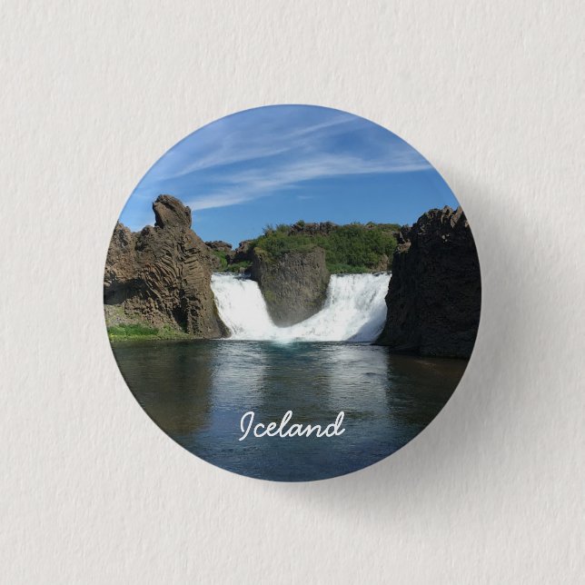 Badge Rond 2,50 Cm Cascade islandaise (Devant)
