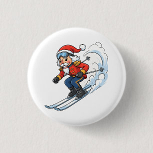 Badge Rond 2,50 Cm Casse-Noisette Skieur Noël 2026 Vacances Ski