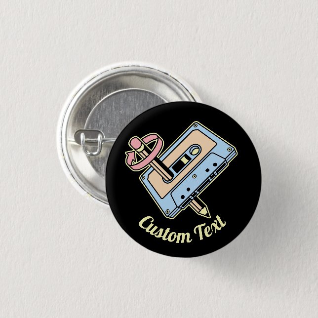 Badge Rond 2,50 Cm Cassette audio avec crayon (Devant & derrière)
