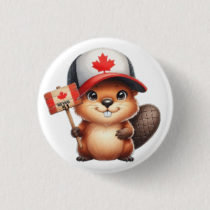 Badge Rond 2,50 Cm Castor canadien Jamais 51
