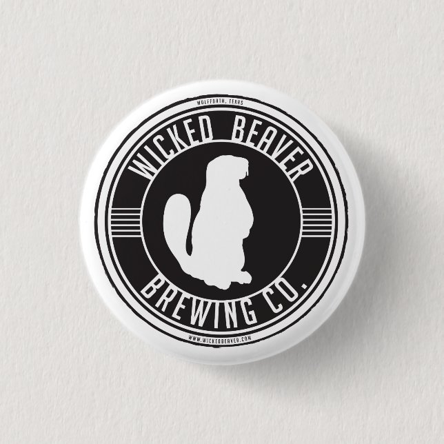 Badge Rond 2,50 Cm Castor mauvais brassant le Pin de Cie. (Devant)