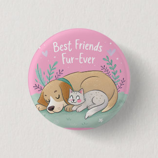 Badge Rond 2,50 Cm Cat and dog best friends forever