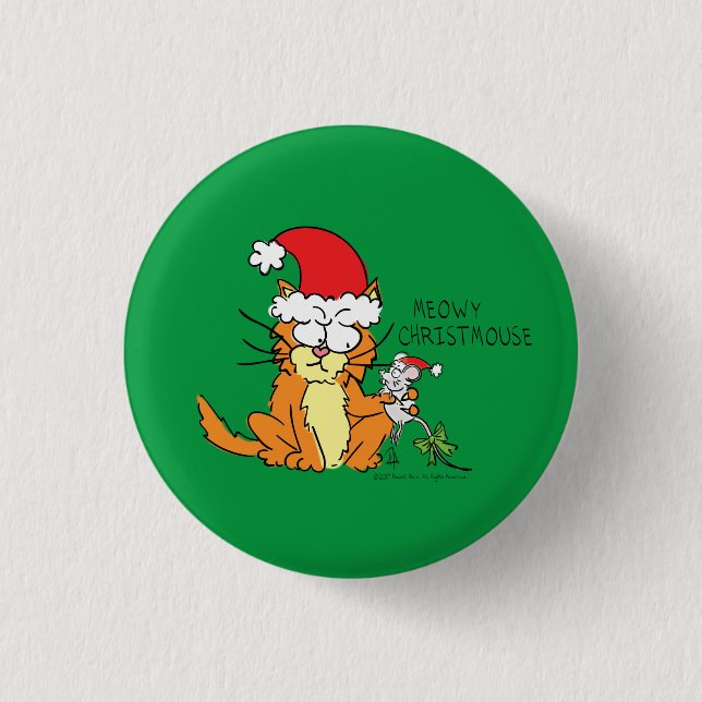 Badge Rond 2,50 Cm Cat Christmas Drôle Cartoon Mouse mignonne (Devant)