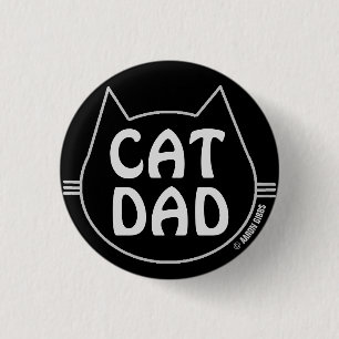 Badge Rond 2,50 Cm CAT DAD Black and White