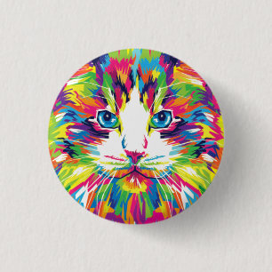 Badge Rond 2,50 Cm Cat Face géométrique Prismatic Design-32453