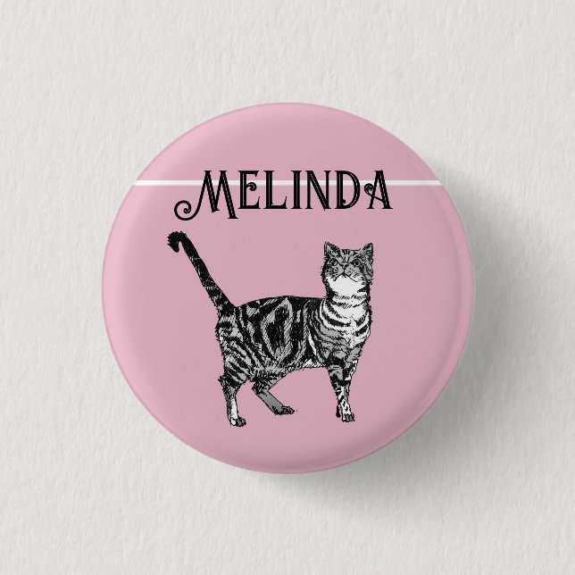 Badge Rond 2,50 Cm Cat Tabby Pastel Chats Enfants Filles Pink clair B (Devant)