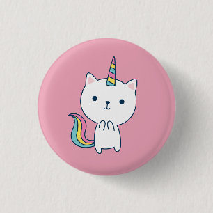 Badge Rond 2,50 Cm Caticorne Bouton Rose