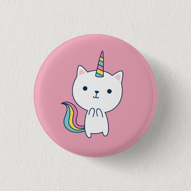 Badge Rond 2,50 Cm Caticorne | Bouton | Rose (Devant)