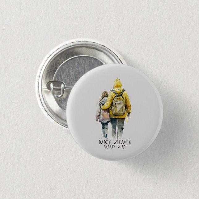 Badge Rond 2,50 Cm Caution père et fille (2) (Devant & derrière)